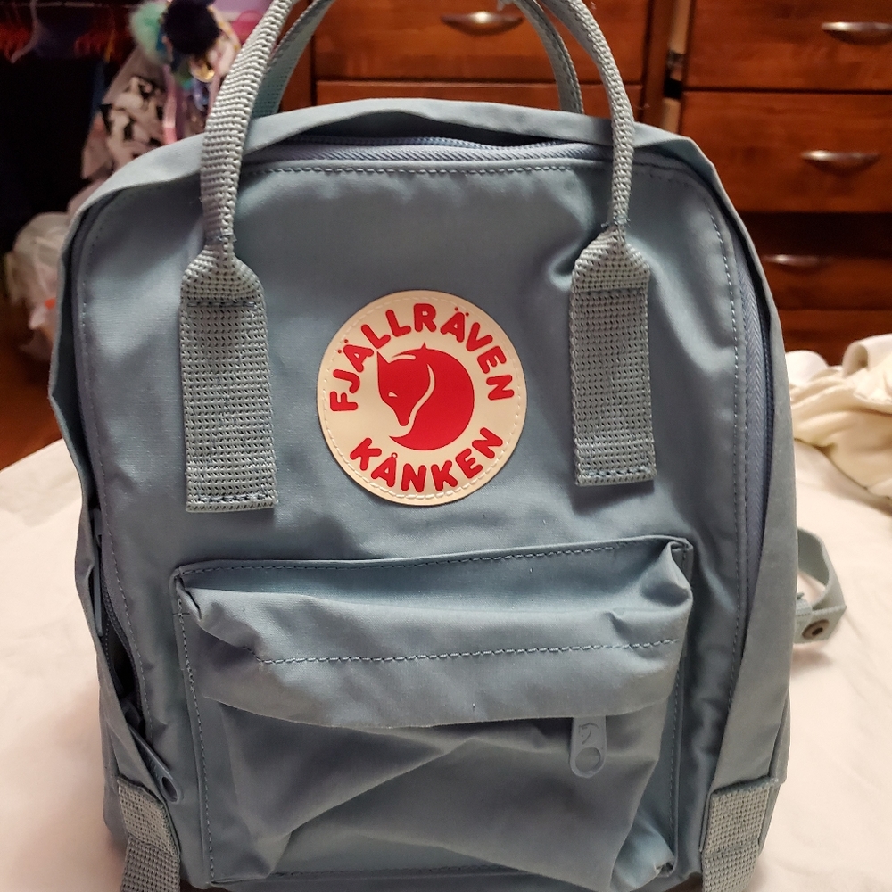Light blue fjallraven mini backpack